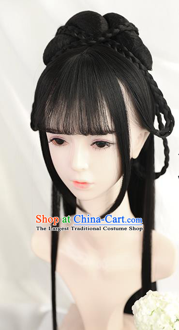 Chinese Cosplay Princess Bangs Wigs Best Quality Wigs China Wig Chignon Ancient Ming Dynasty Noble Lady Wig Sheath