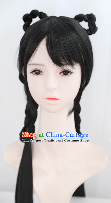 Chinese Zhou Dynasty Noble Lady Wigs Best Quality Wigs China Cosplay Wig Chignon Ancient Young Woman Wig Sheath