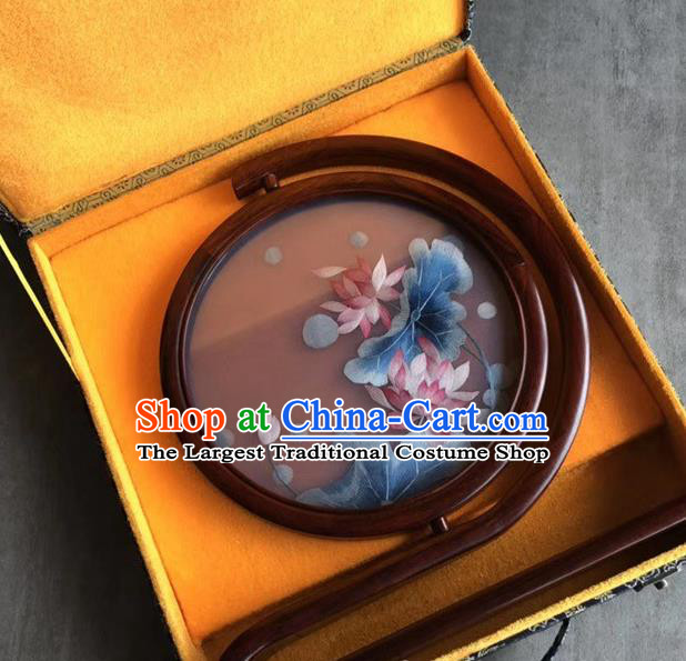 Traditional China Craft Handmade Rosewood Carving Table Decoration Embroidered Cat Painting Desk Screen
