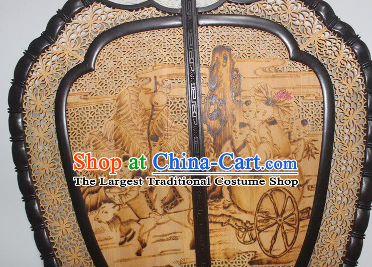 China Handmade Rosewood Carving Fan Traditional Palace Fan Craft