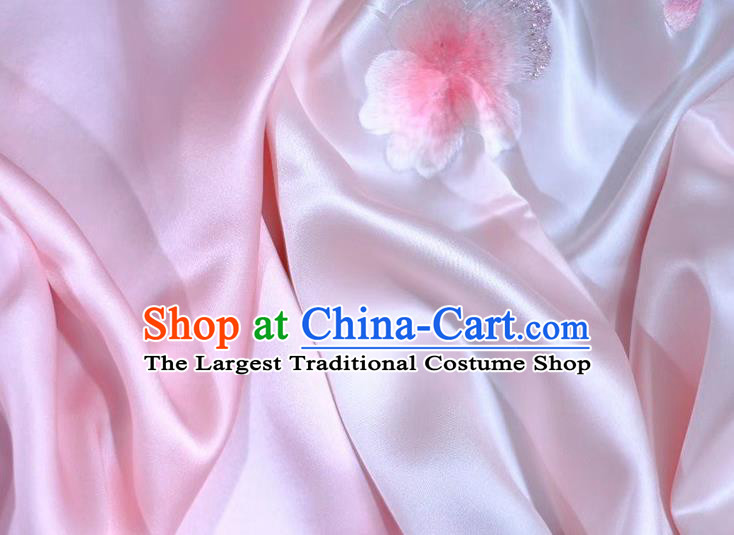 Chinese Cheongsam Cappa Pink Silk Tippet Accessories Traditional Embroidered Peach Blossom Scarf