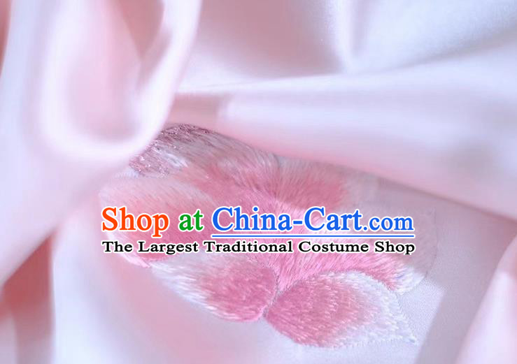 Chinese Cheongsam Cappa Pink Silk Tippet Accessories Traditional Embroidered Peach Blossom Scarf
