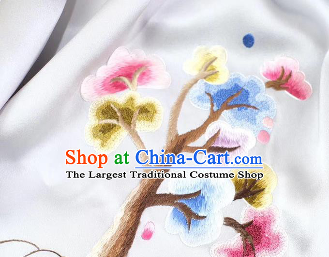 Chinese Cheongsam Embroidery Osmanthus Rabbit Cappa Traditional Embroidered Scarf Gray Silk Tippet Accessories