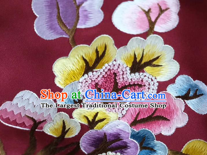 Chinese Wine Red Silk Tippet Accessories Cheongsam Embroidery Osmanthus Rabbit Cappa Traditional Embroidered Scarf