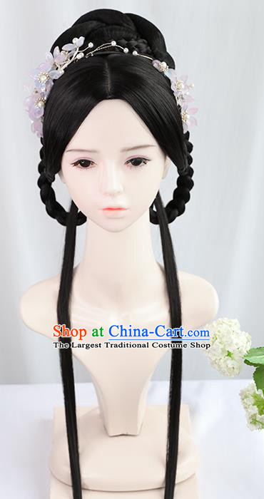 Chinese Song Dynasty Court Woman Wigs Best Quality Wigs China Cosplay Wig Chignon Ancient Princess Wig Sheath