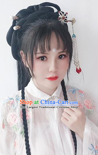 Chinese Ming Dynasty Young Lady Wigs Best Quality Wigs China Cosplay Wig Chignon Ancient Noble Female Wig Sheath