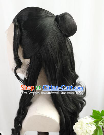 Best Chinese Drama Ancient King Wig Sheath China Quality Front Lace Wigs Cosplay Swordsman Curly Wig