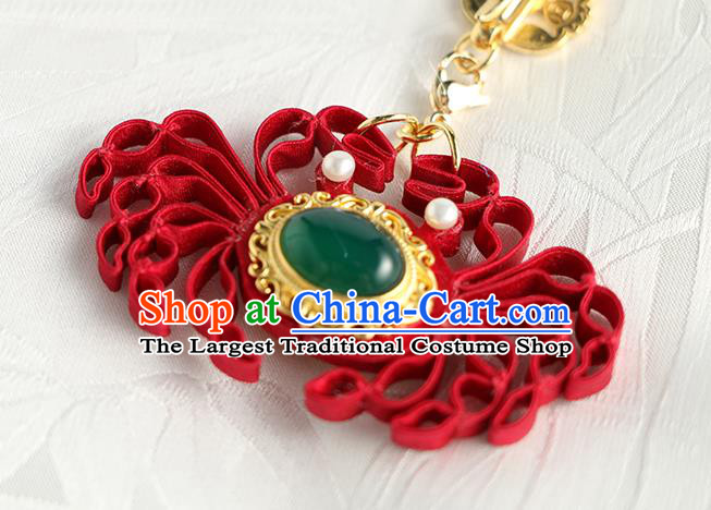 China Cheongsam Red Silk Brooch Handmade Traditional Accessories Crab Breastpin