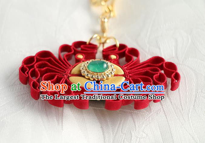 China Cheongsam Red Silk Brooch Handmade Traditional Accessories Crab Breastpin