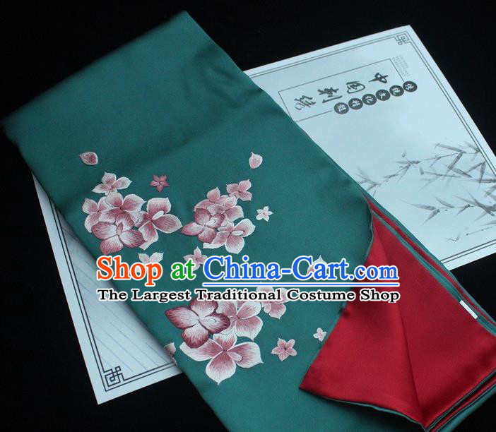 China Embroidered Green Silk Tippet Handmade Suzhou Embroidery Scarf Traditional Cheongsam Accessories