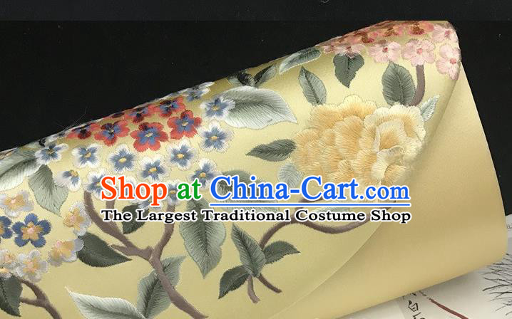 China Yellow Silk Handbag Traditional Cheongsam Embroidered Accessories Handmade Suzhou Embroidery Hydrangea Clutch Bag