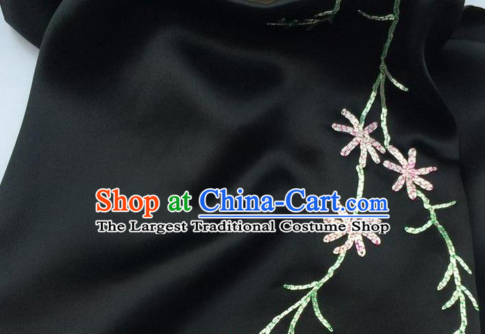 China Women Tippet Embroidery Phoenix Peony Black Silk Scarf Traditional Cheongsam Accessories