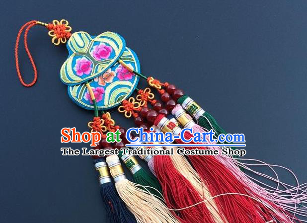 China Embroidery Blue Gourd Tassel Pendant Traditional Embroidered Car Accessories New Year Decoration