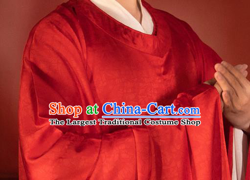 Chinese Song Dynasty Wedding Historical Costumes Traditional Ancient Official Hanfu Apparels Red Robe for Men