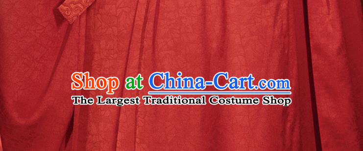 Chinese Song Dynasty Wedding Historical Costumes Traditional Ancient Official Hanfu Apparels Red Robe for Men