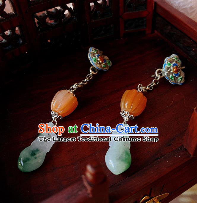 China Handmade Jade Earrings Traditional Hanfu Blueing Ear Accessories