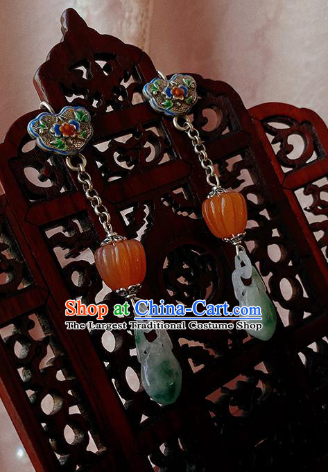 China Handmade Jade Earrings Traditional Hanfu Blueing Ear Accessories