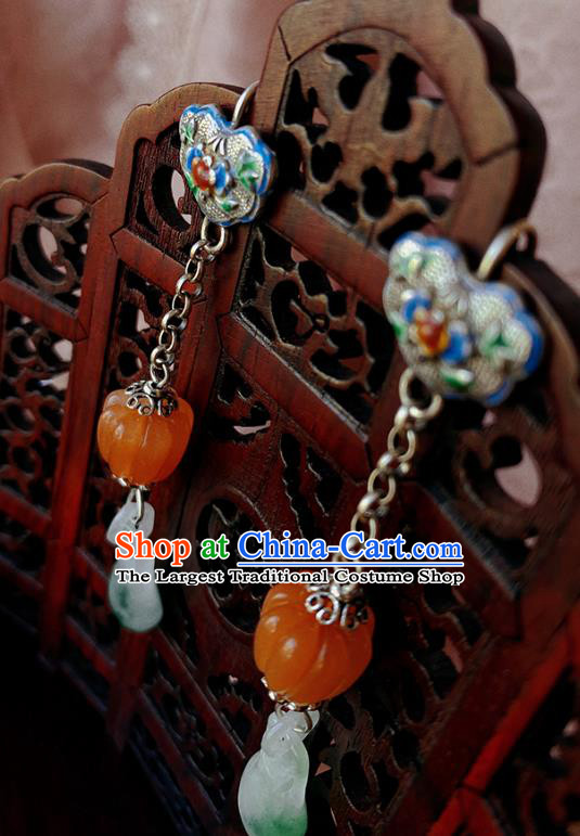 China Handmade Jade Earrings Traditional Hanfu Blueing Ear Accessories