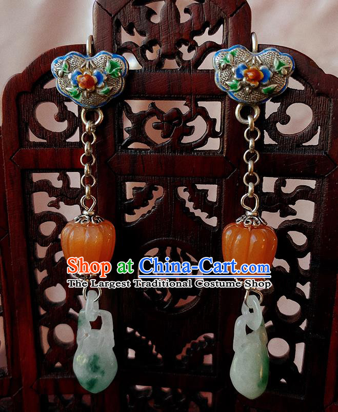 China Handmade Jade Earrings Traditional Hanfu Blueing Ear Accessories