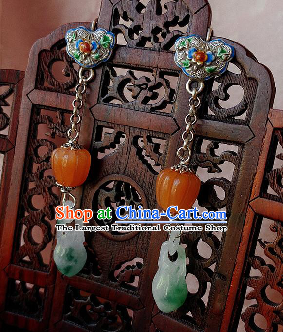 China Handmade Jade Earrings Traditional Hanfu Blueing Ear Accessories