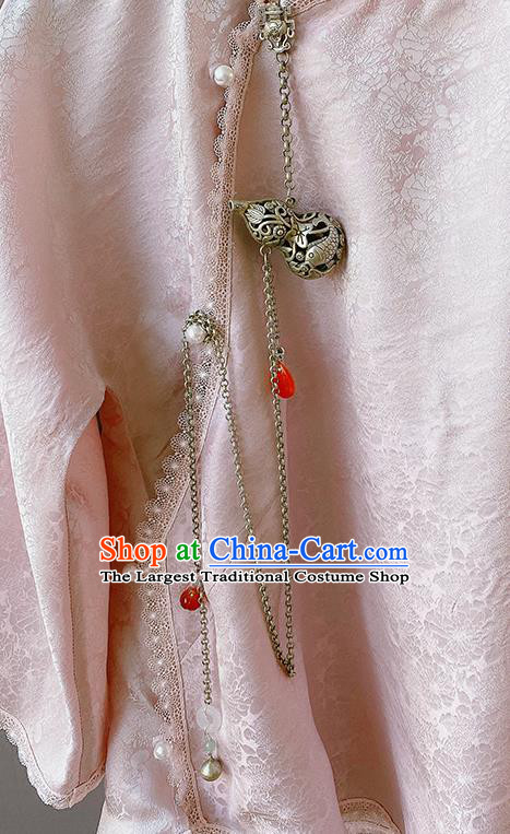 China Classical Cheongsam Carving Gourd Tassel Pendant Traditional Cupronickel Accessories Brooch