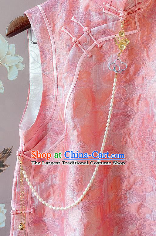 China Classical Cheongsam Pearls Tassel Pendant Traditional Brooch Accessories