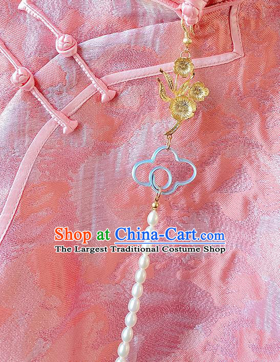 China Classical Cheongsam Pearls Tassel Pendant Traditional Brooch Accessories