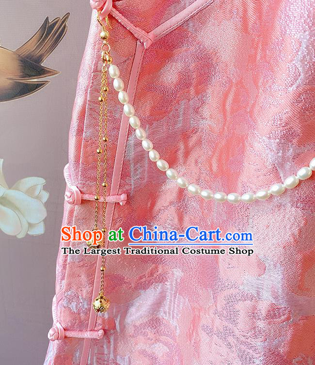 China Classical Cheongsam Pearls Tassel Pendant Traditional Brooch Accessories