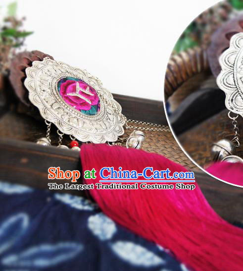 China Ethnic Women Rosy Tassel Necklet Accessories Handmade National Embroidered Necklace