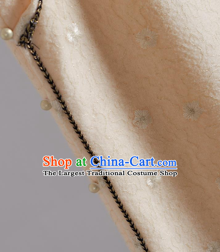 China Tang Suit Beige Woolen Vest and Cheongsam National Winter Qipao Clothing Traditional Women Classical Dress