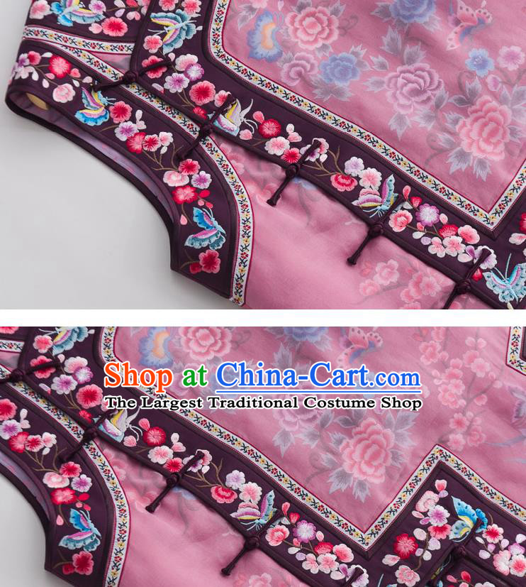 Chinese Embroidered Waistcoat Traditional Qing Dynasty Costume Classical Tang Suit Vest