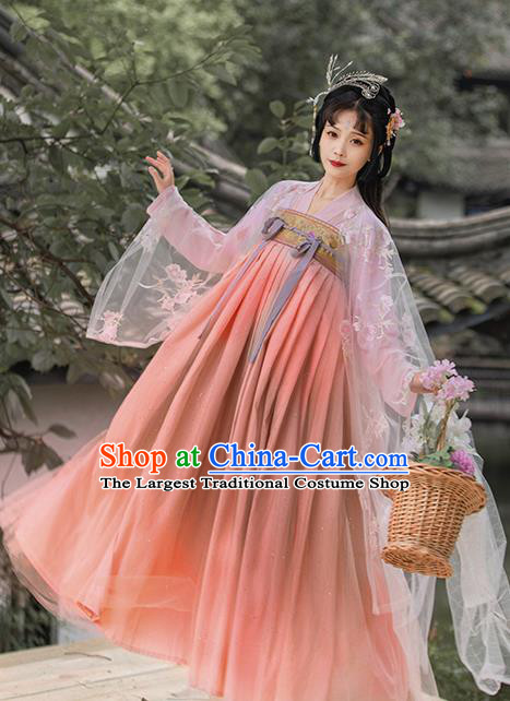 China Ancient Clothing Tang Dynasty Princess Hanfu Dress Apparels Traditional Classical Dance Costumes