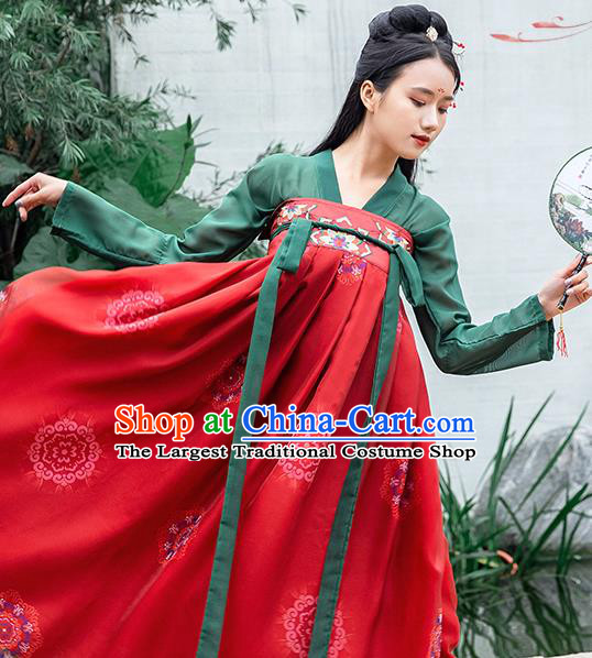 China Ancient Court Maid Clothing Tang Dynasty Country Women Hanfu Dress Traditional Apparels