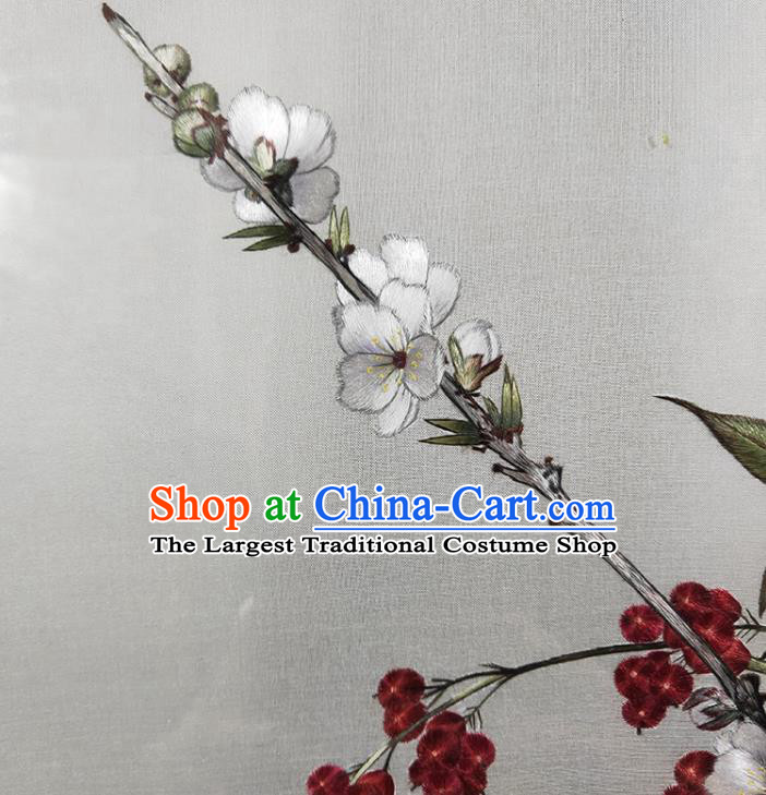 Chinese Suzhou Embroidery Decoration Traditional Plum Blossom Painting Screen Handmade Embroidered Craft