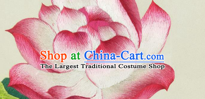 China Embroidered Lotus Desk Decoration Handmade Table Screen Suzhou Embroidery Craft