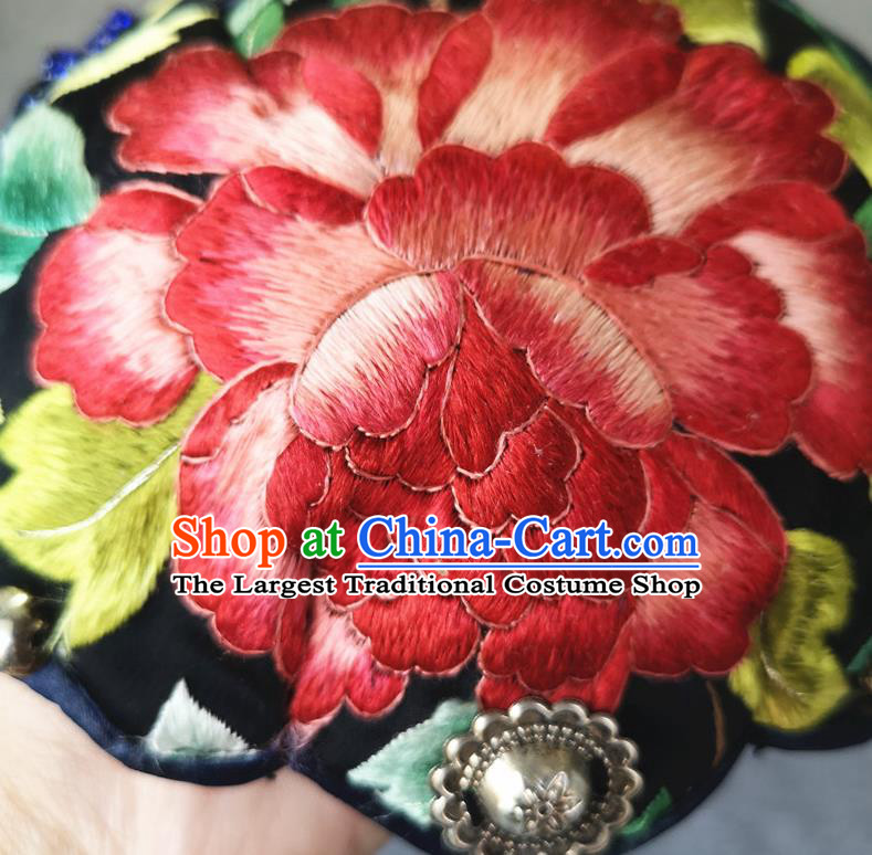 Handmade China National Headwear Traditional Cap Accessories Embroidered Peony Hat