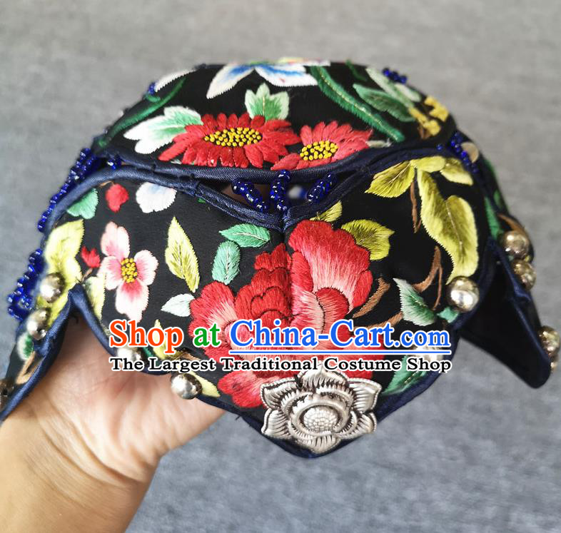 Handmade China National Headwear Traditional Cap Accessories Embroidered Peony Hat