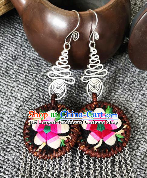 Handmade China Embroidered Earrings Traditional National Rattan Ear Accessories Miao Ethnic Jewelry