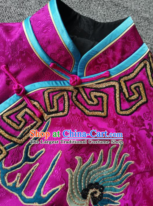 China National Rosy Silk Vest Traditional Tang Suit Upper Outer Garment Women Embroidered Waistcoat