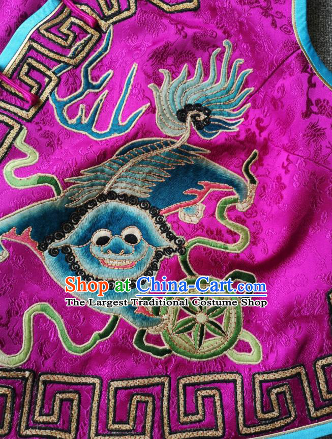 China National Rosy Silk Vest Traditional Tang Suit Upper Outer Garment Women Embroidered Waistcoat