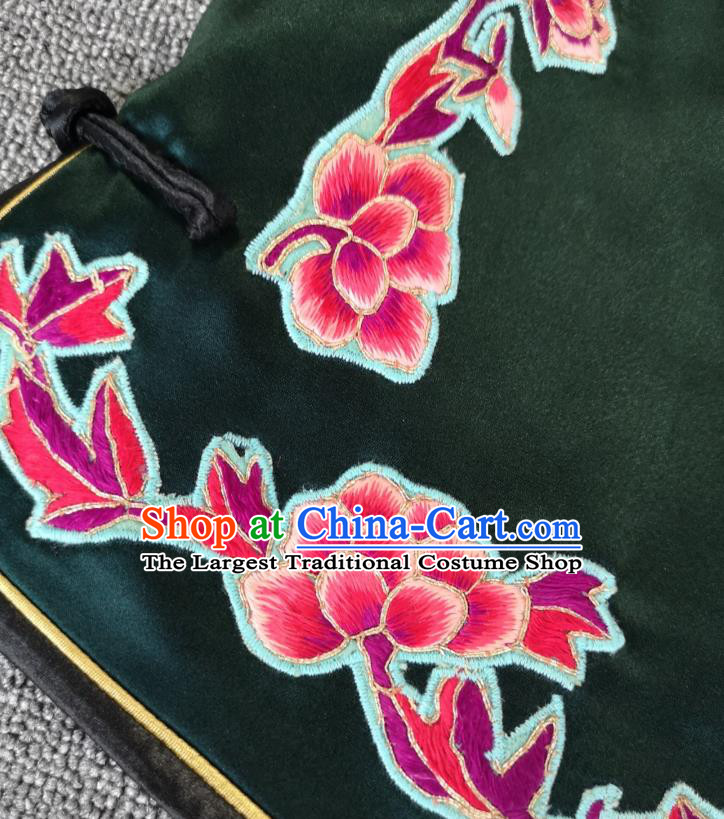 China Tang Suit Embroidered Phoenix Dark Green Silk Vest Traditional Women Waistcoat Upper Outer Garment