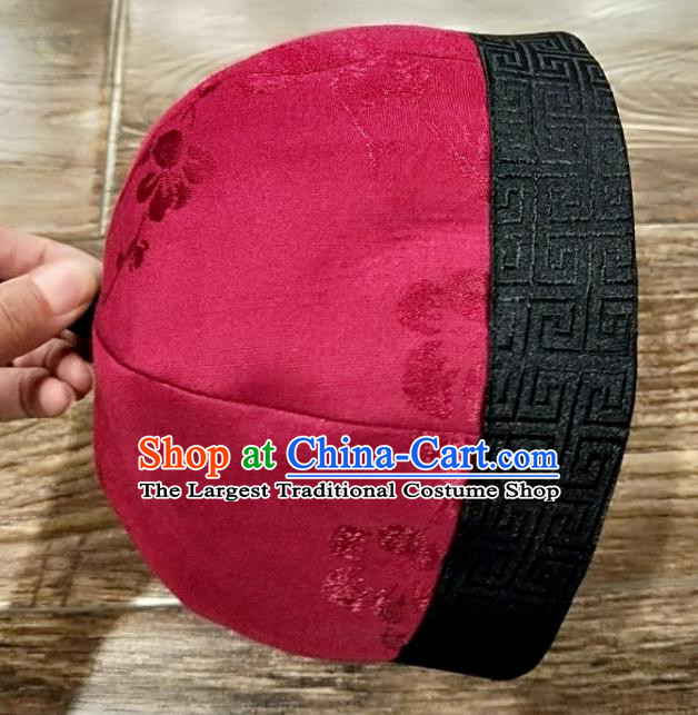 China National Hair Accessories Skullcap Women Classical Butterfly Pattern Rosy Silk Cap