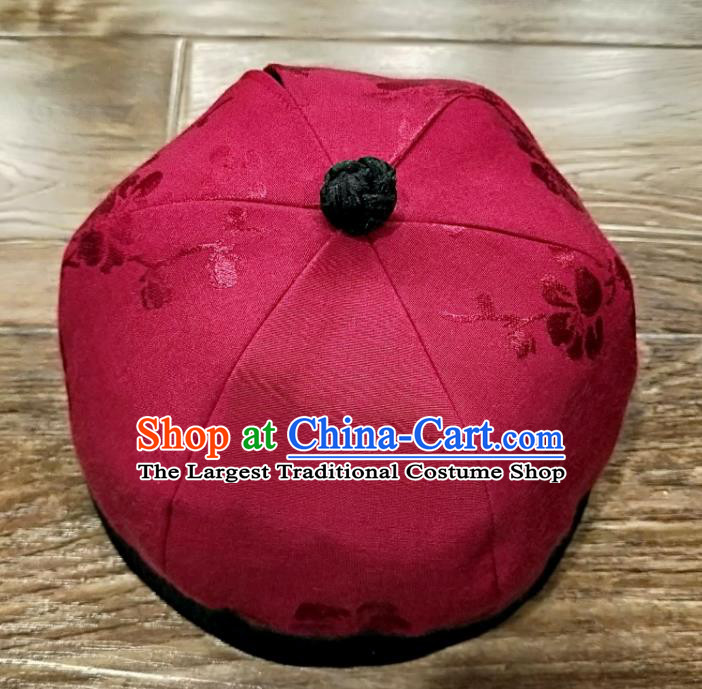 China National Hair Accessories Skullcap Women Classical Butterfly Pattern Rosy Silk Cap