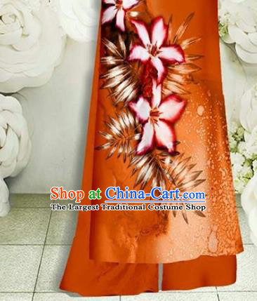 Vietnamese Ao Dai Clothing Classical Qipao Dress with Pant Traditional Oriental Fashion Vietnam Civilian Women Jacinth Cheongsam