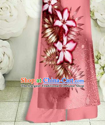 Vietnam Classical Pink Qipao Dress with Pants Oriental Cheongsam Vietnamese Traditional Fashion Civilian Women Ao Dai Clothing