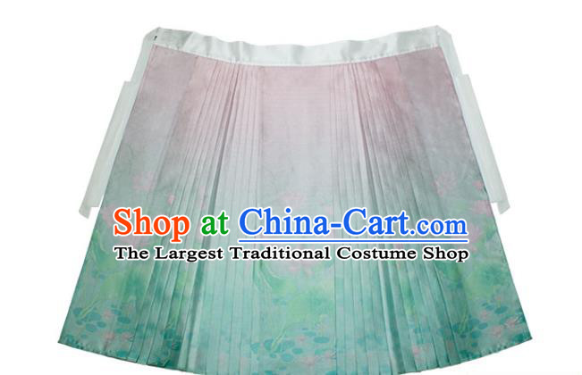 Chinese Ancient Ming Dynasty Costumes Traditional Hanfu Dress Embroidered Green Blouse and Horse Face Skirt for Noble Women