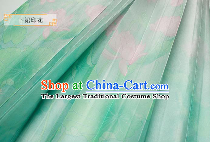 Chinese Ancient Ming Dynasty Costumes Traditional Hanfu Dress Embroidered Green Blouse and Horse Face Skirt for Noble Women