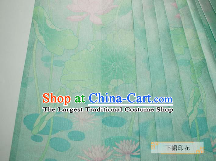 Chinese Ancient Ming Dynasty Costumes Traditional Hanfu Dress Embroidered Green Blouse and Horse Face Skirt for Noble Women