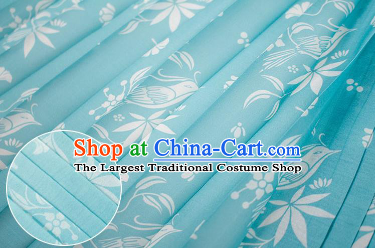 Chinese Traditional Hanfu Dress Ancient Costumes Song Dynasty Young Lady Embroidered BeiZi Top and Blue Skirt for Female