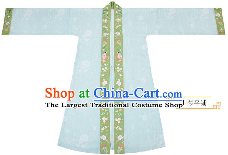 Chinese Traditional Hanfu Dress Ancient Costumes Song Dynasty Young Lady Embroidered BeiZi Top and Blue Skirt for Female